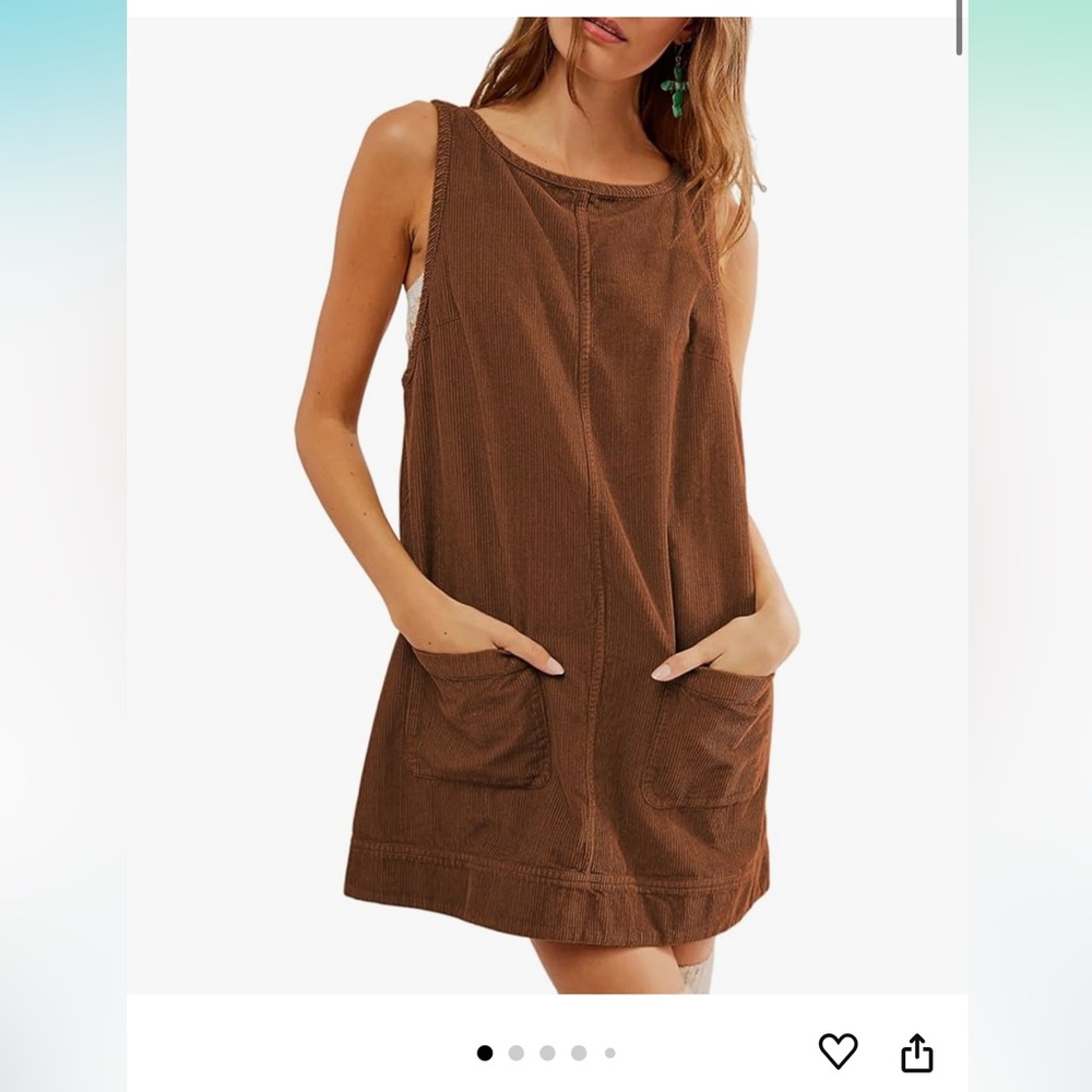 Women's Corduroy Dress Round Neck A Line with pockets size small
